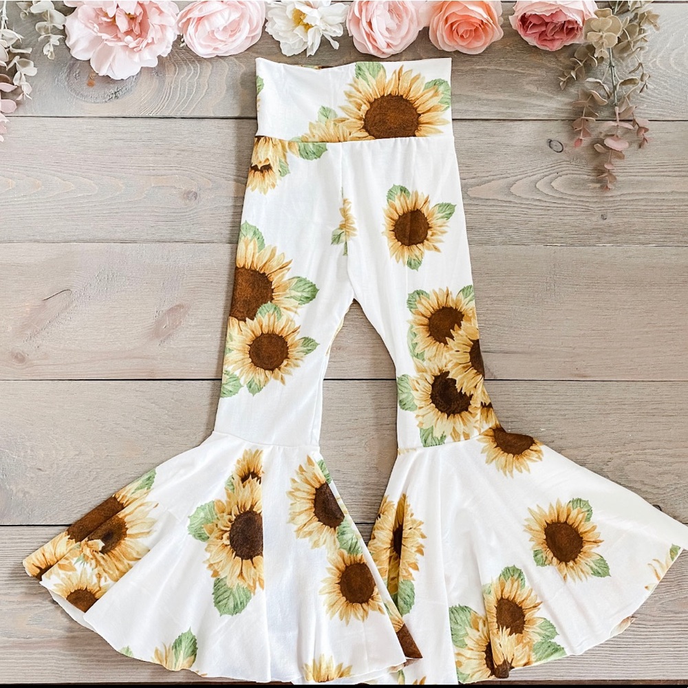 Handmade Sunflower Bell bottoms